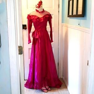 Vintage deep pink prom bridesmaid dress waist 27"